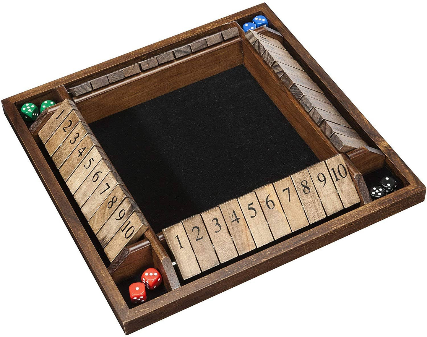 4 Player Shut The Box dice Game – 8 inches – Travel Size