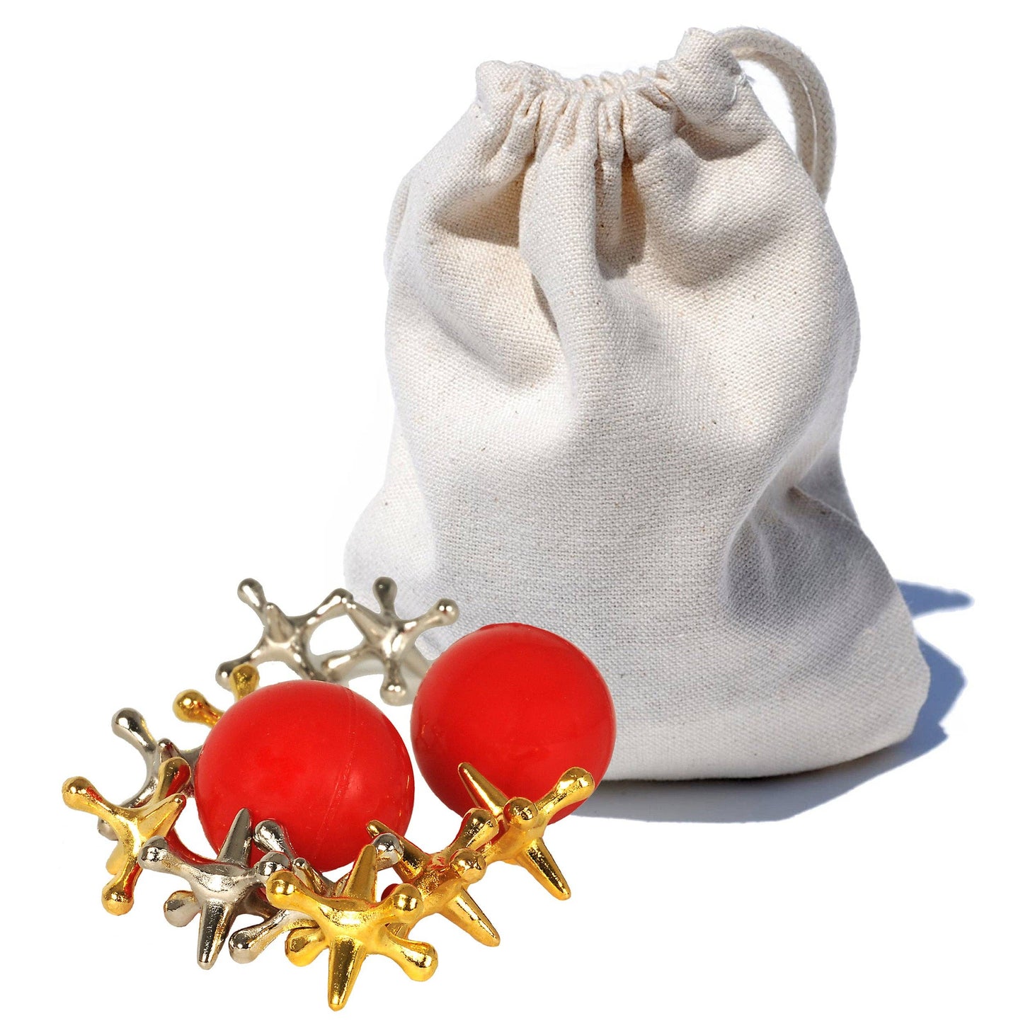 WE Games Metal Jacks in a Cotton Canvas Bag