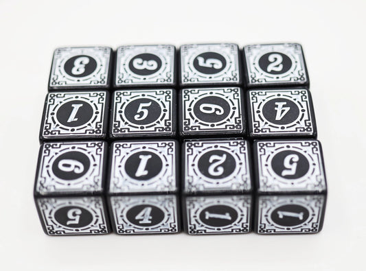 12 piece D6s - Magic Burst White